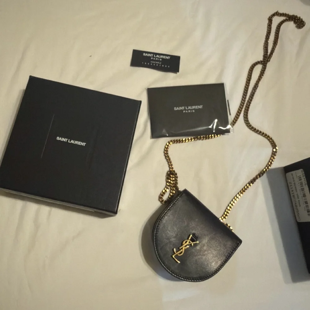 Saint Laurent Black Leather Mini Chain Wallet - Picture 1 of 4